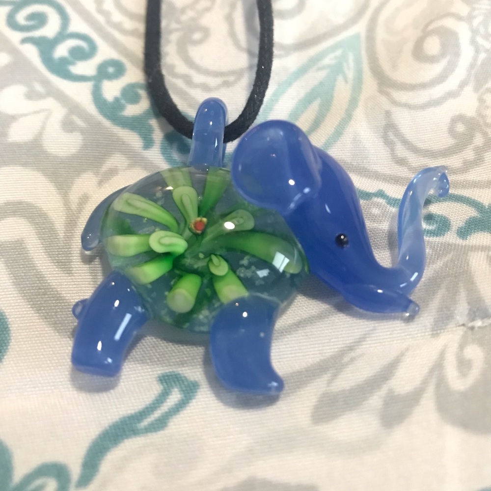 Handmade Glass Elephant Necklace